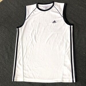 Adidas Youth Athletic Sleeveless White With Navy Blue Accent Tank Top Size XL